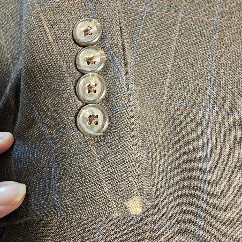 Hart‎ Schaffner Marx Mens Blazer Brown Windowpane Sport Coat 2 Button VTG